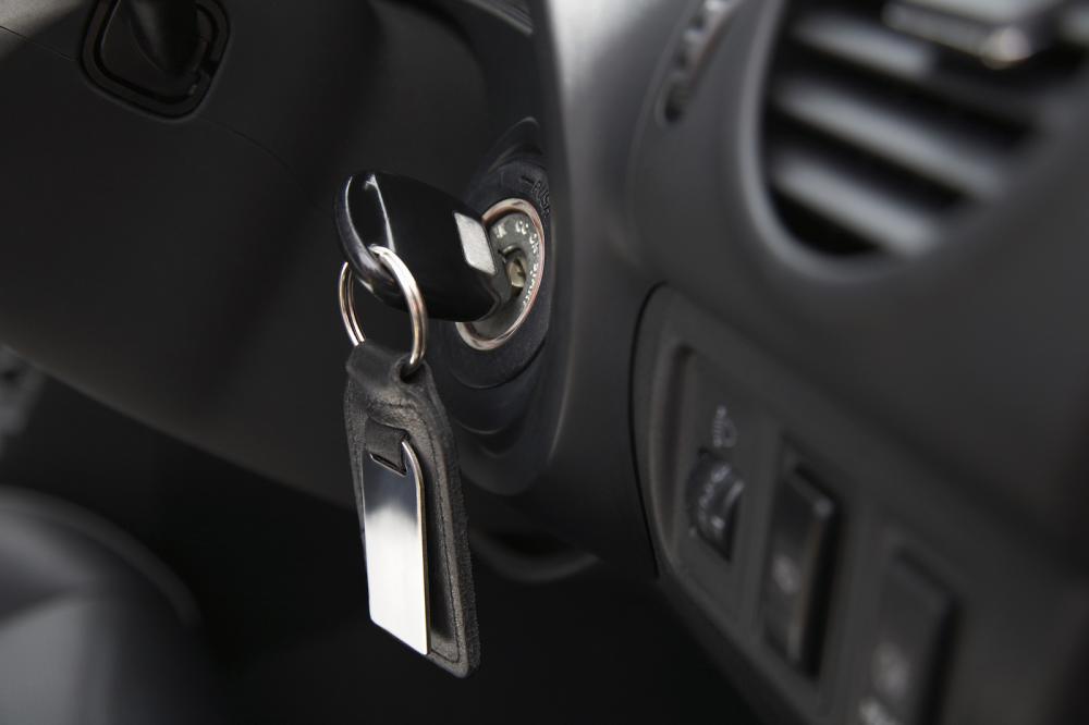 Closeup Of Car Ignition With Key